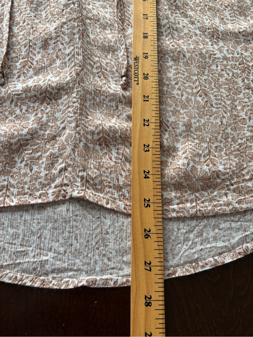 Gentle Fawn Tan Floral V-Neck Sleeveless Blouse XL High-Low Neck Ties Rayon - Picture 9 of 9
